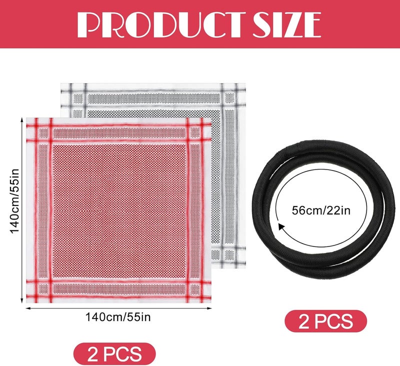 Funtery 2 قطعة شماغ عربي كوفية رأس للرجال مع عقال حبل زي عربي ملحقات زي هالوين - Image 2